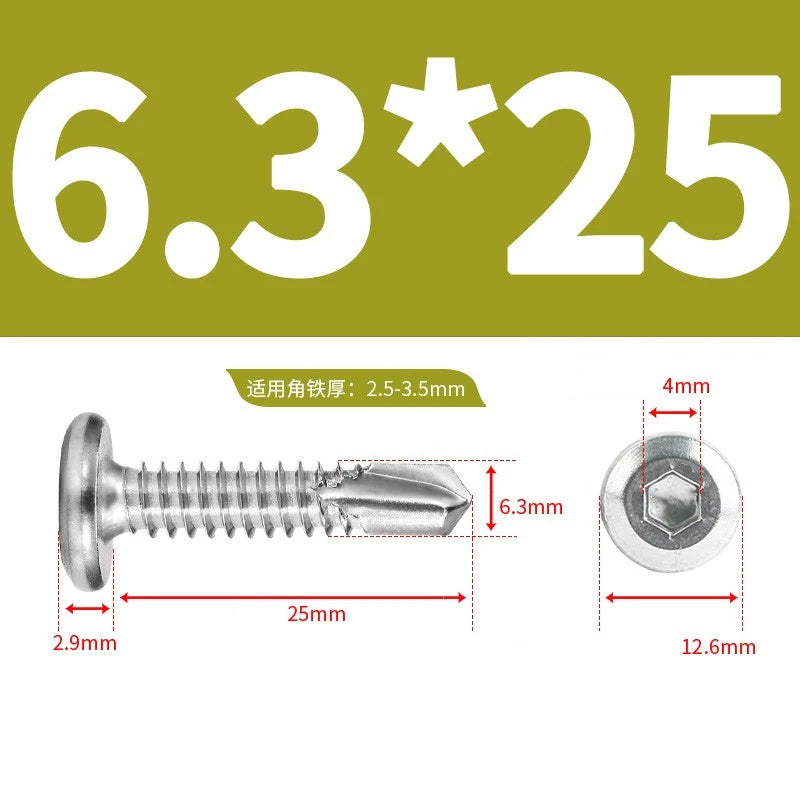 M5.2 M6.3 Hex Socket Flat Head Self‑Drilling Screws – 410 Stainless Steel