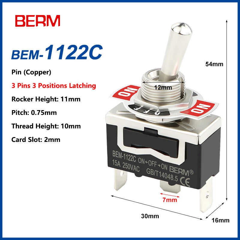 Toggle Switch ON-OFF-ON, 2/3 Pin 2/3 Positions, Latching & Momentary, Screw or Pin Terminal