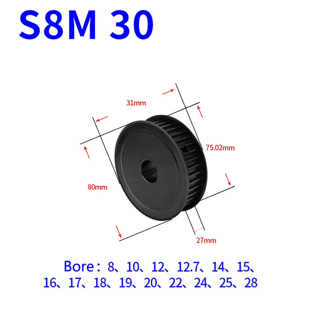 STS S8M 10T-40T Timing Belt Pulleys Pitch 8mm Teeth Width 27mm AF-type 45# Steel