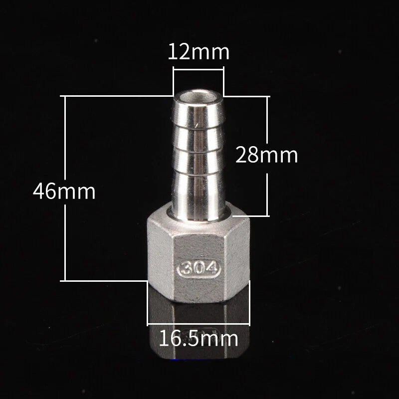 Stainless Steel Female Threaded Hose Barb Fittings — 1/4" to 3/4" NPT