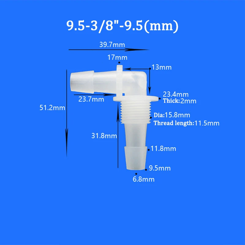 Male Thread Straight Elbow Plastic Hose Barbed Hose Bulkhead Union Connector