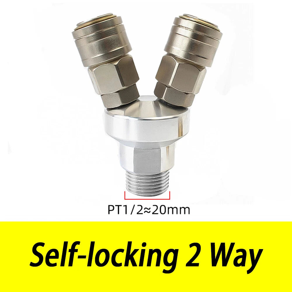 2 3 Way 1 4" Bsp Air Line Hose Compressor Y Splitter Coupling Connector Airline