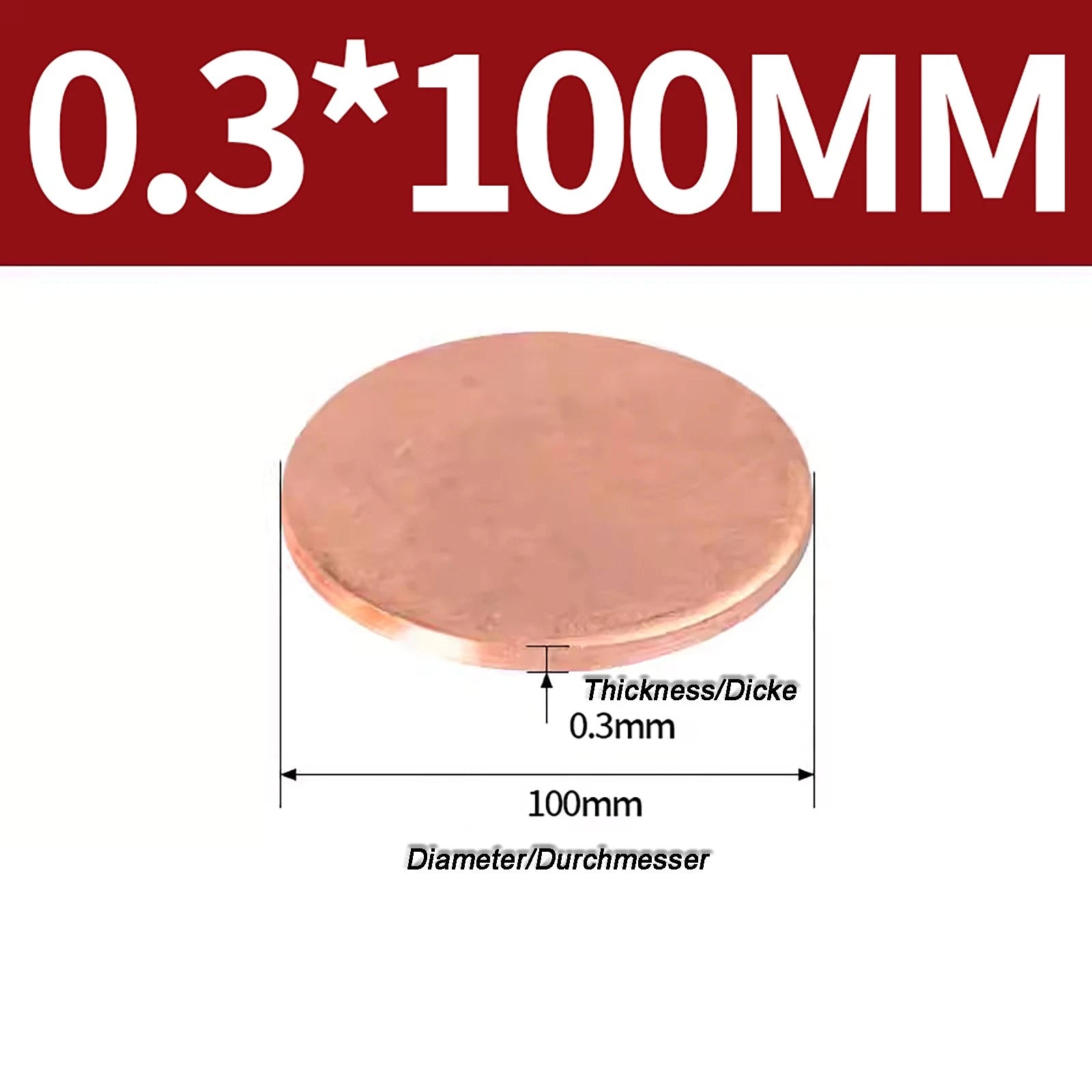 Solid Pure Copper Discs Blanks Round Plate Metal Sheet Thick 0.3~6mm Ø10mm~150mm