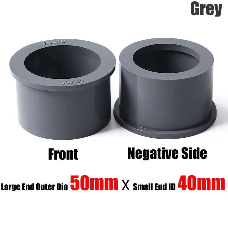 20mm to 90mm PVC Pipe Eccentric Reducing Bushing Fittings Connector Joints Grey