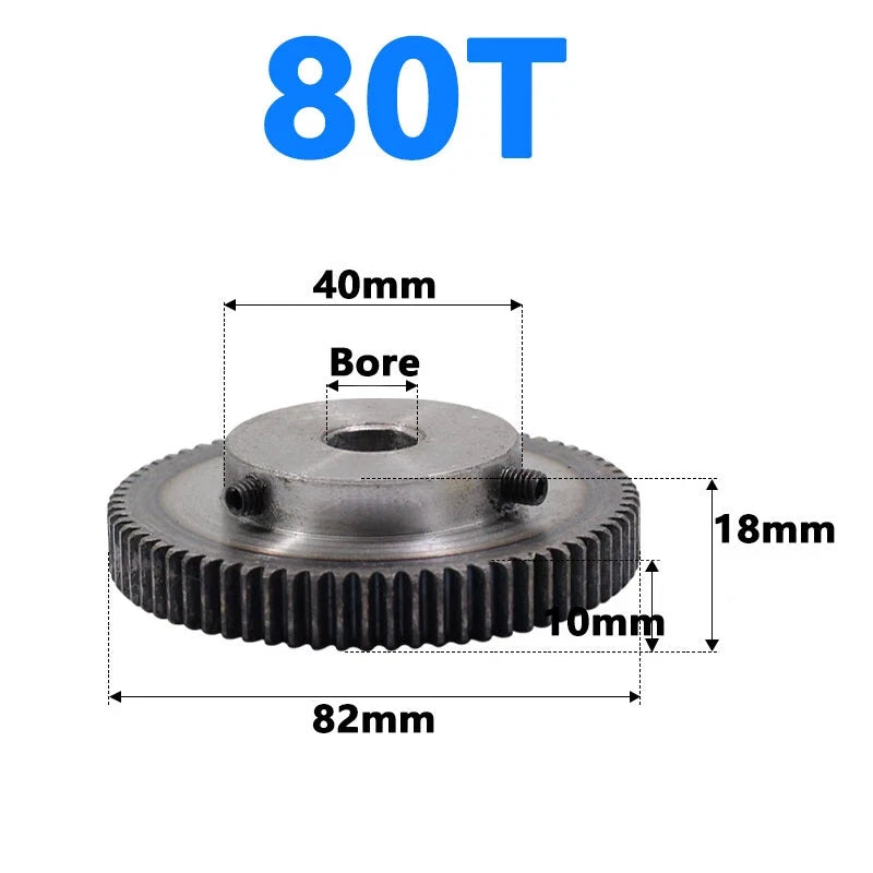 1 Mod 1M Spur Gear With Step 31-125T Teeth Transmission Spur Gear 45# Steel