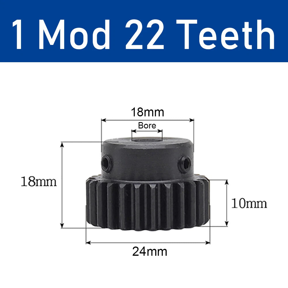 Spur Gear 1 Modulus, 10 to 25 Teeth, Transmission Gears Pitch 3.14mm Motor Gear