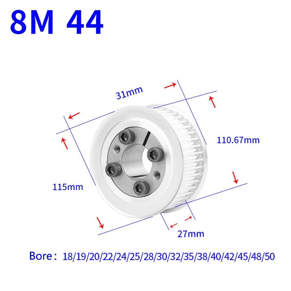HTD-8M 18T-60T Timing Belt Pulley With Expansion/Tension Sleeve Teeth Width 27mm