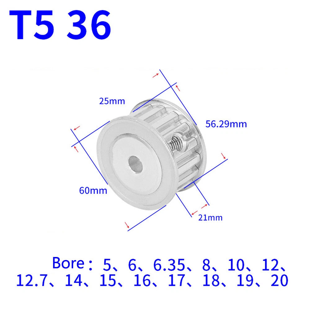 T5 12T-60T Timing Belt Pulley Pitch 5mm AF-type With Keyway Teeth Width 21mm