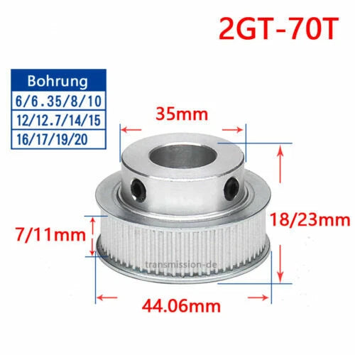 GT2 Timing Belt Pulley 16T - 100T Synchronous Wheel for 6 mm width Drive Belts