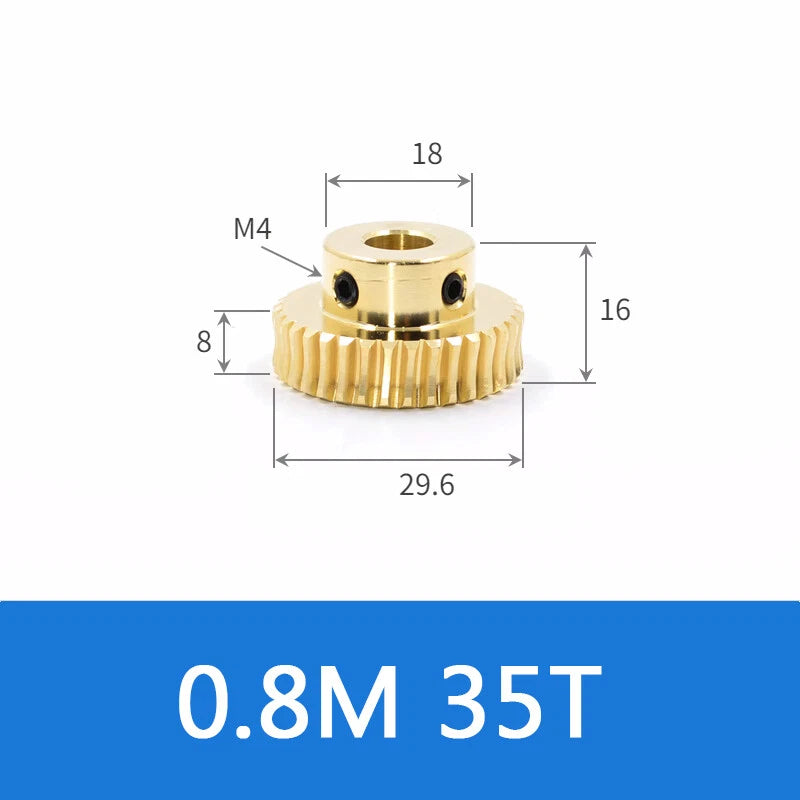Brass Worm Wheel Gear 0.5/0.8/1/1.5 Module Transmission Gear Worm Rod Gear Shaft