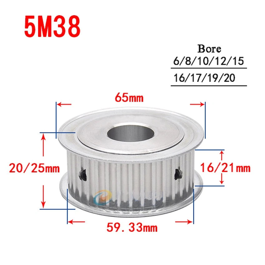 HTD-5M 10T-60T Timing Belt Pulley AF-Type Bore 5-25mm, For 15mm Width Belt
