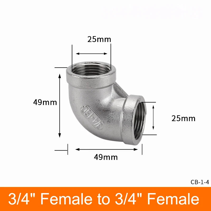 Stainless Steel 90° Elbow BSP Pipe Fittings — Same-Size & Reducing Female/Male Adapters