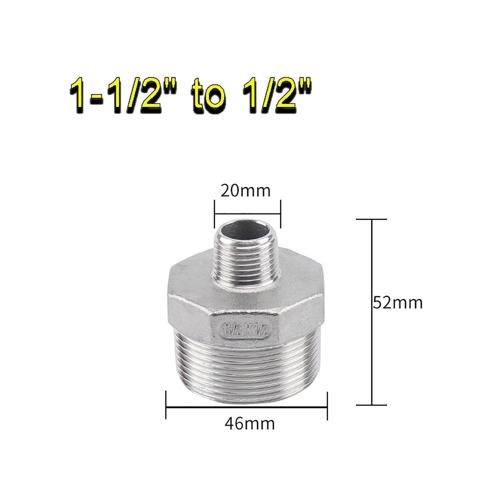 BSP Male to Male Reducing Hex Nipple 304 Stainless Steel Pipe Connector