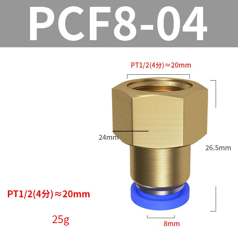 Pneumatic Push In Fitting Female Stud Straight Air Hose Inline Connector Line