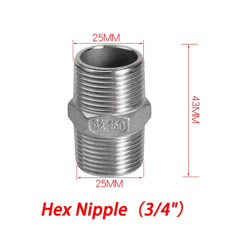 BSP 304 Stainless Steel Pipe Fittings — Elbow, Tee, Nipple, Cross, Bush, Cap (1/2" & 3/4")
