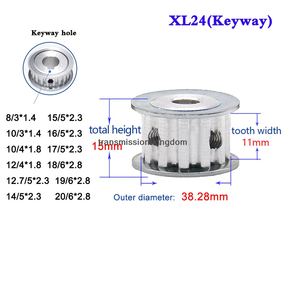 XL 10T-40T Synchronous Wheel Width 11mm Timing Belt Pulley Bore 4-20mm