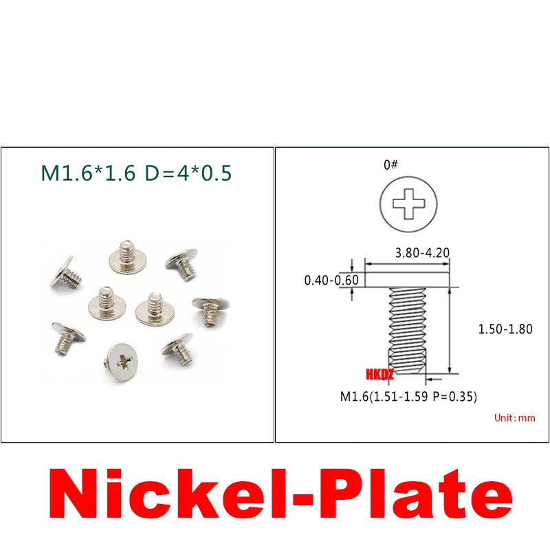 M1.6 M1.7 Phillips Thin Flat Head Machine Screws – Stainless Steel & Zinc Coated