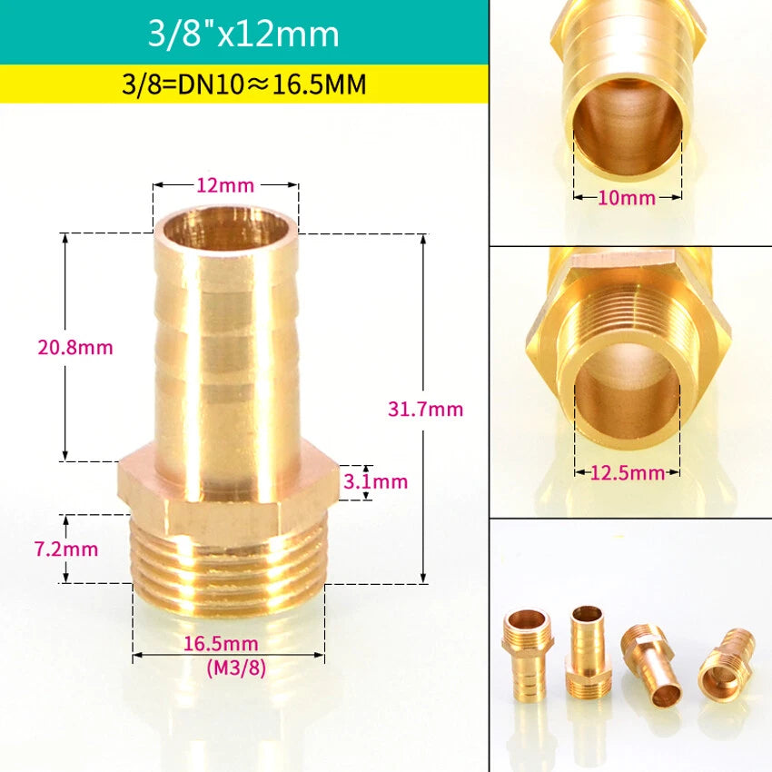 BSP Male & Female Thread Barb Hose Tail Connector — Air Fuel Water