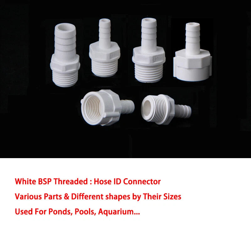 1 2" White PVC Imperial BSP Threaded Pressure Pipe Fittings Ponds Pools Aquarium