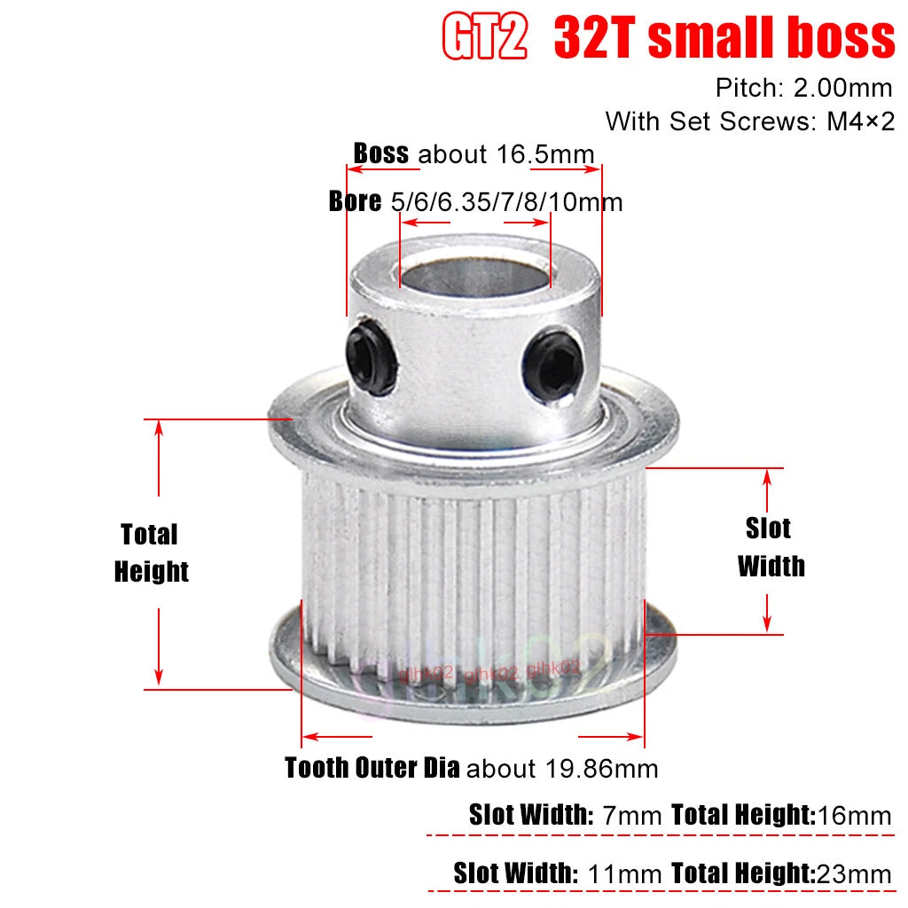 GT2 6mm Timing Belt Pulleys 16-120 Teeth 4-25mm Bore Synchronous Wheel Printer