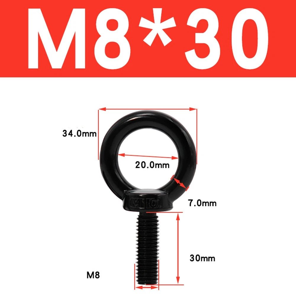 Black 304 Stainless Steel Eye Bolts and Eye Nuts — M3 to M20 Lifting Hardware - HomeDIYer