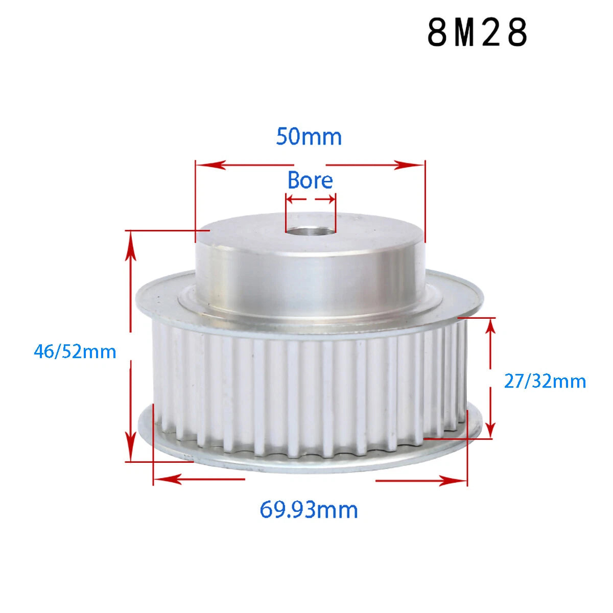 BF-type HTD8M 25mm-30mm Timing Belt Pulley 12 - 72 Tooth for CNC Step Motor
