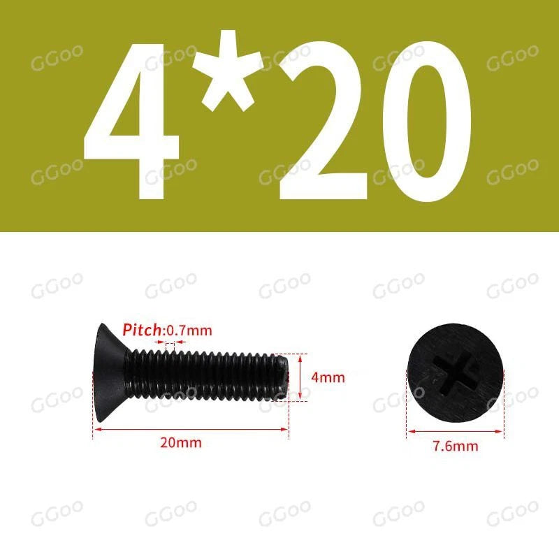 Nylon Countersunk Phillips Screws M2.5–M8, PA66 Non-Conductive Corrosion-Free