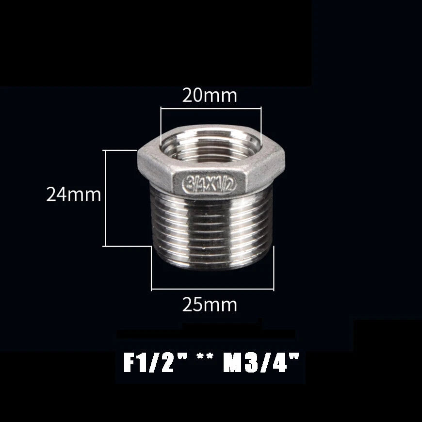 BSP Male to Female Reducing Bush Stainless Steel Pipe Fitting Adapter