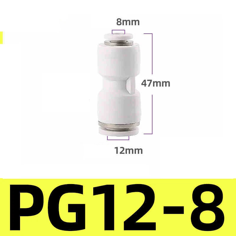 White Pneumatic Push Fit Connector Tube Pipe Joiner Air Water Lines Hose 4-16mm