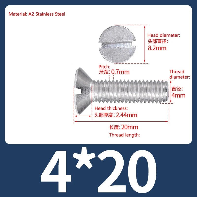 A2 Stainless Steel Slotted Countersunk Screws DIN 963 | M4 M5 M6 - HomeDIYer