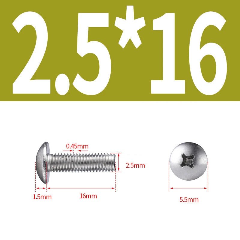 Phillips Button Head Machine Screws — Steel M2 M2.5 M3 M4 M5 M6 - HomeDIYer