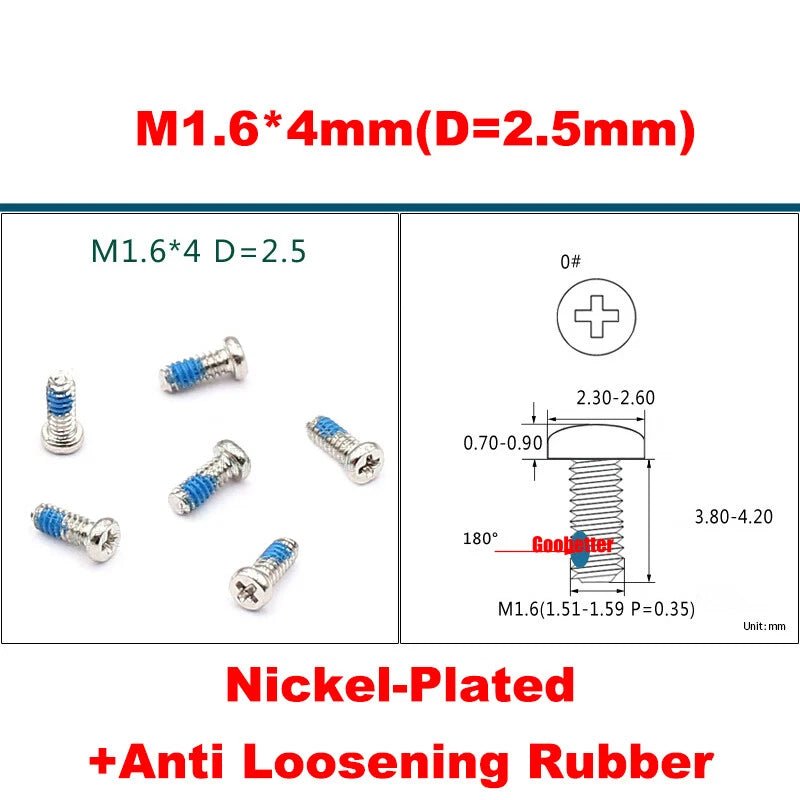 Phillips Pan Head Machine Screws M0.8 M1 M1.2 M1.4 M1.6 M1.7 — Cross Round Head Bolts, Multiple Coatings - HomeDIYer