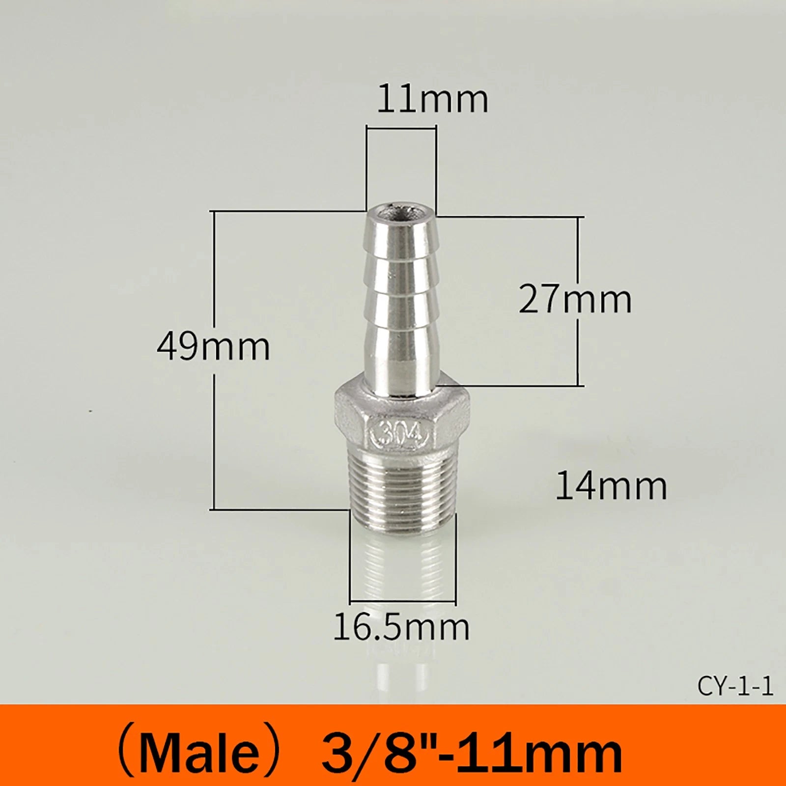 BSP Male Taper Thread x Hose Tail Adapter Fittings — Stainless Steel 304