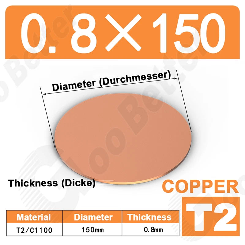 Solid Pure Copper Discs Blank Metal Round Sheet Plate Thick 0.5-3mm Dia 20-100mm