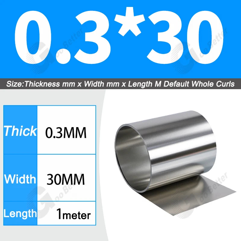 1 Meter 304 Stainless Steel Band SUS304 Sheet Foil Plate Strip Thick 0.01mm-1mm