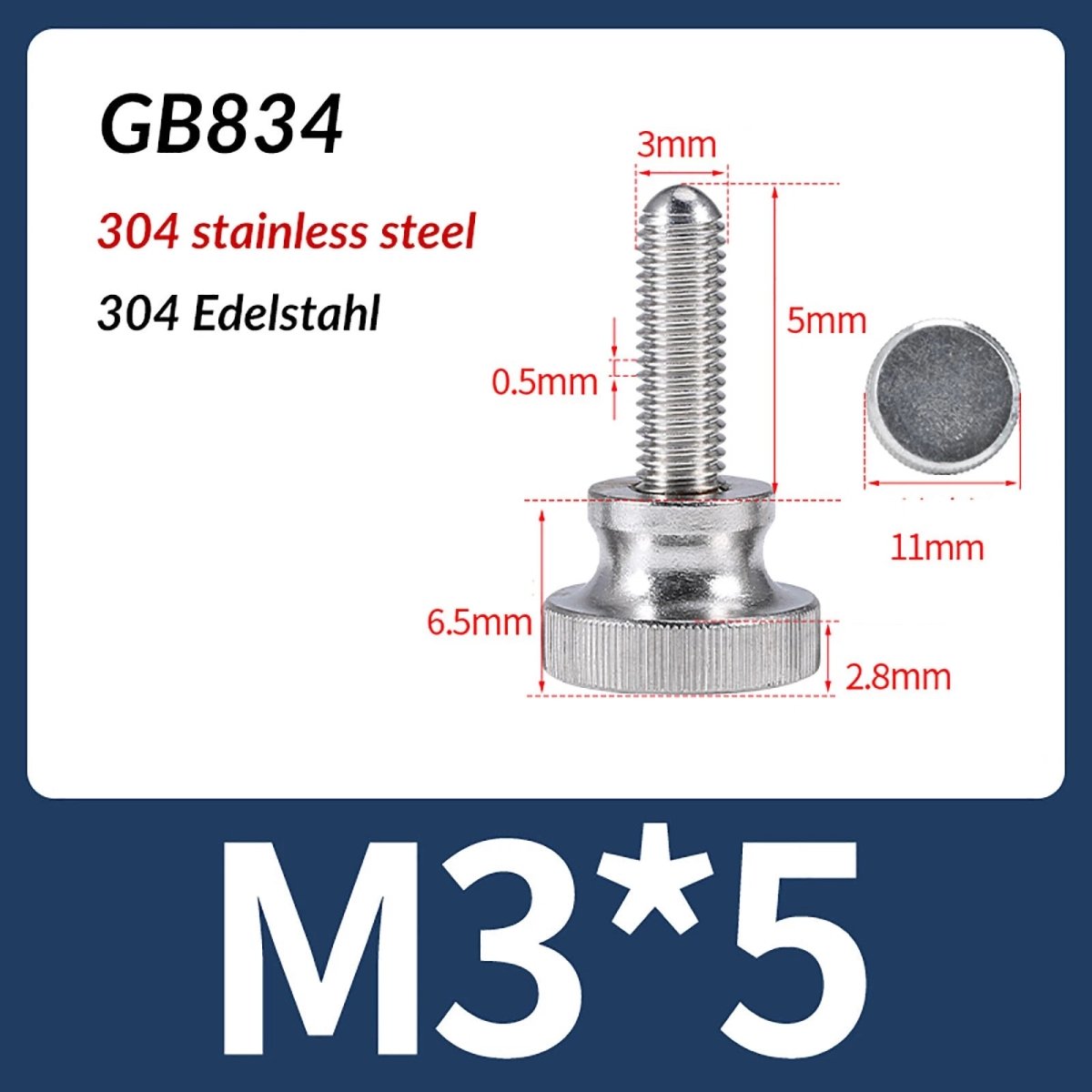 A2 Stainless Steel Knurled Thumb Screws – M2 to M10, Hand Turn Knob Bolts, 4 - 60mm Lengths - HomeDIYer