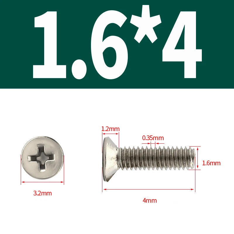 Phillips Machine Screws Countersunk Nickel Plated Steel DIN 965 Flat Head M1~M6