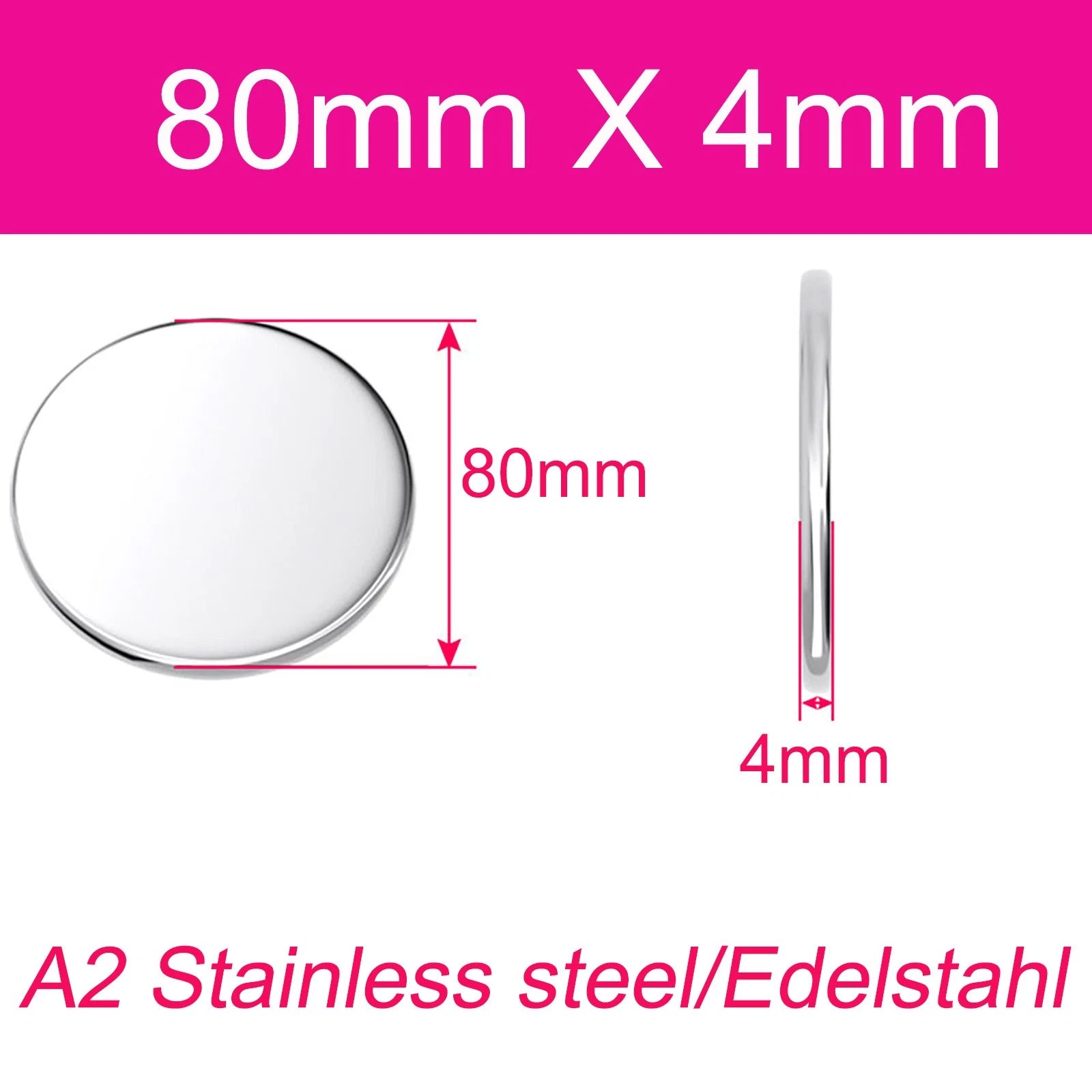 Round Plate A2 Stainless Steel Sheet Plate Thick 1/1.5/2/2.5/3/4/5mm Dia 6-80mm