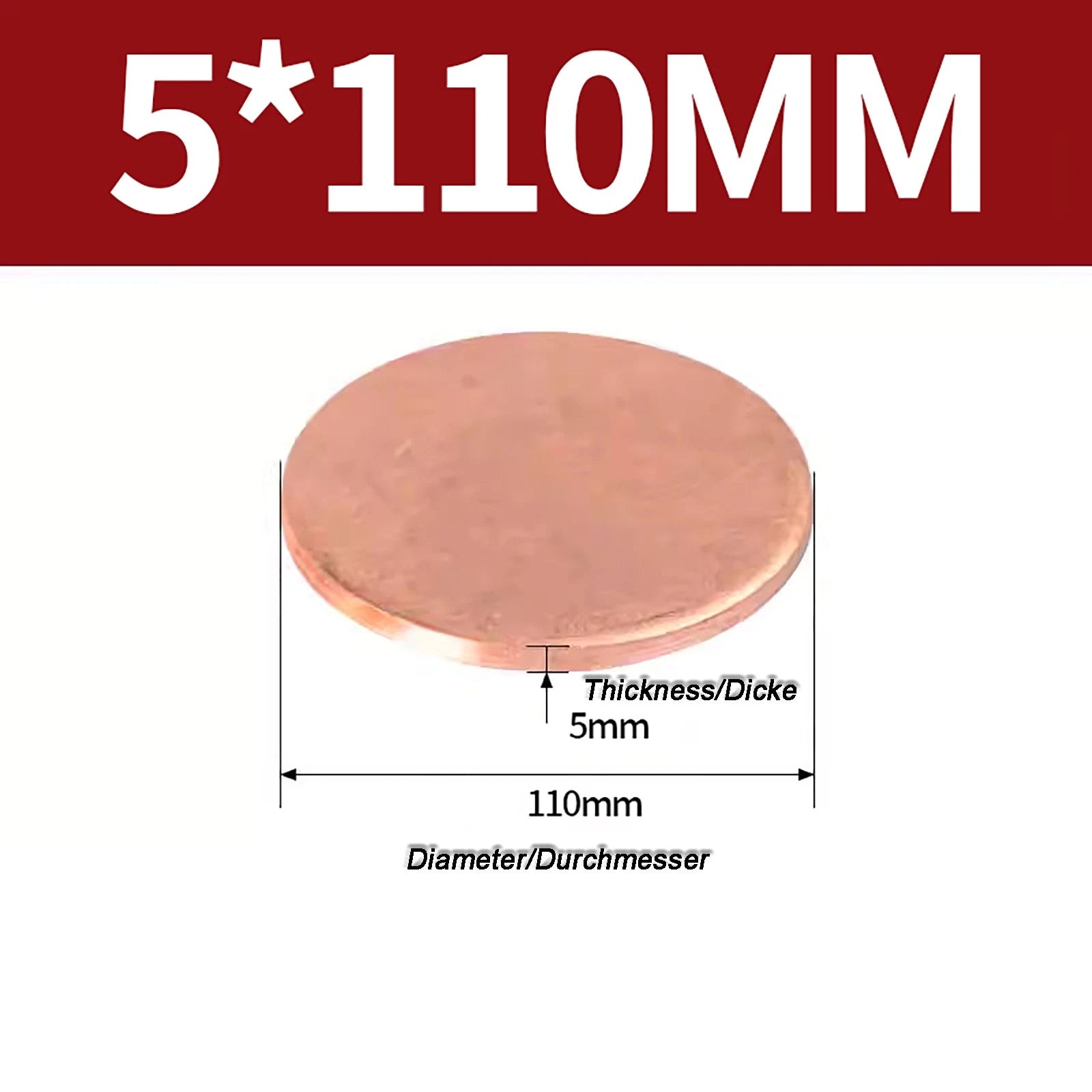 Solid Pure Copper Discs Blanks Round Plate Metal Sheet Thick 0.3~6mm Ø10mm~150mm