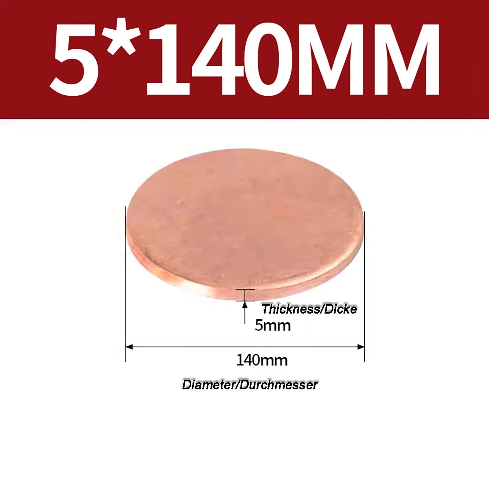 Solid Pure Copper Discs Blanks Round Plate Metal Sheet Thick 0.3~6mm Ø10mm~150mm