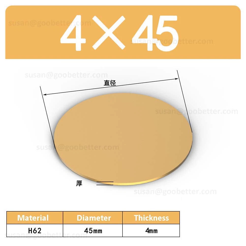 H62 Solids Brass Discs Blanks Metal Round Sheets OD 10mm-300mm Thick 0.3mm-4mm