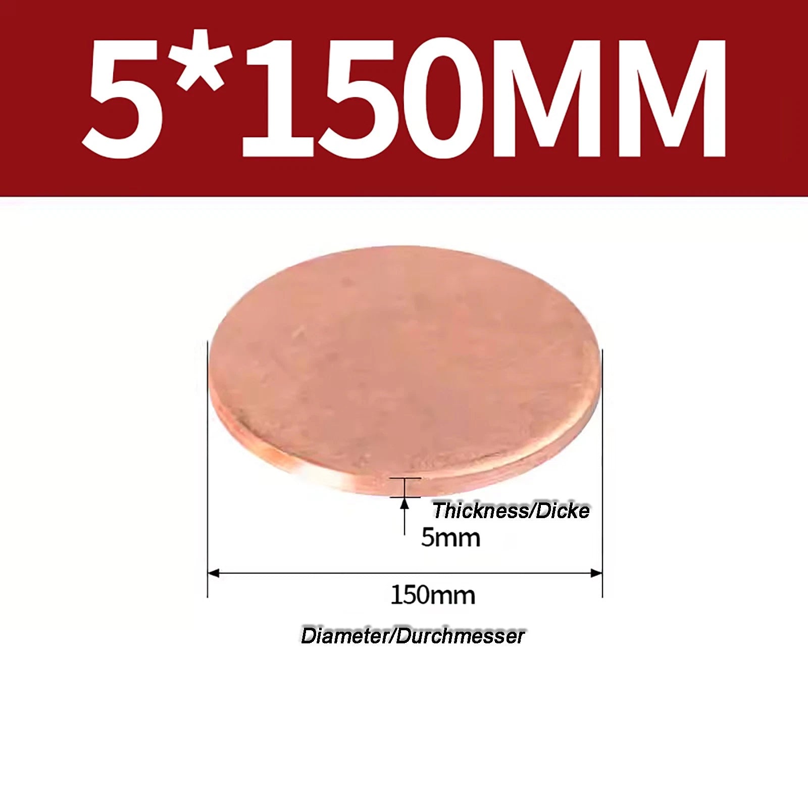 Solid Pure Copper Discs Blanks Round Plate Metal Sheet Thick 0.3~6mm Ø10mm~150mm