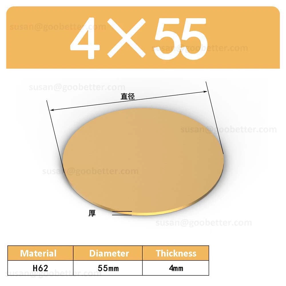 H62 Solids Brass Discs Blanks Metal Round Sheets OD 10mm-300mm Thick 0.3mm-4mm