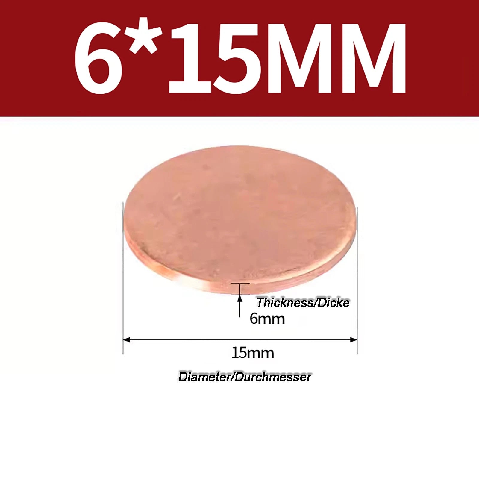 Solid Pure Copper Discs Blanks Round Plate Metal Sheet Thick 0.3~6mm Ø10mm~150mm