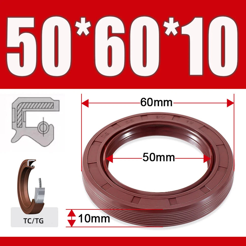 TC/TG Dual Lip FKM Oil Seal — Metric Rotary Shaft Sealing Ring, ID 25–50mm