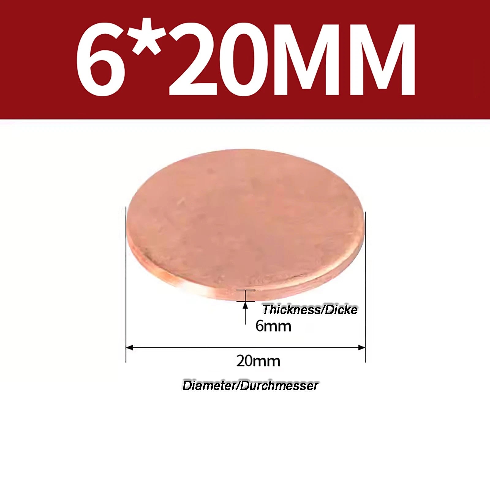Solid Pure Copper Discs Blanks Round Plate Metal Sheet Thick 0.3~6mm Ø10mm~150mm
