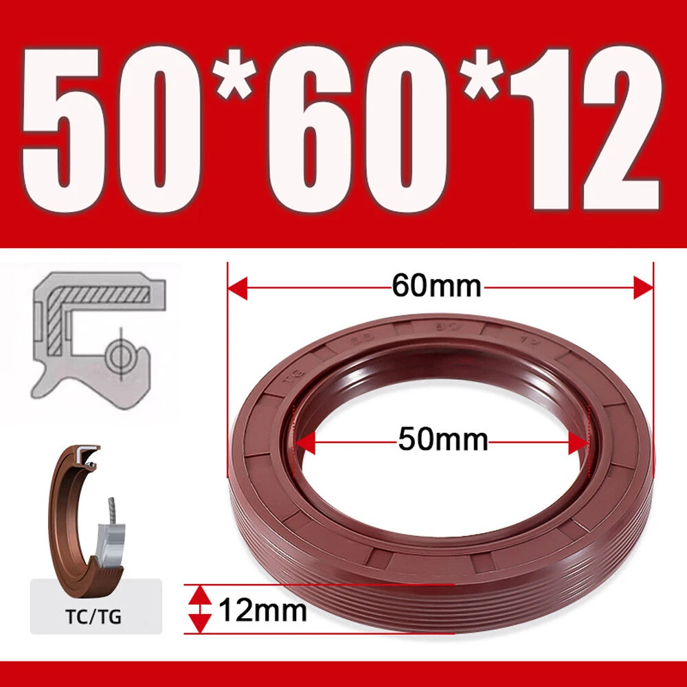 TC/TG Dual Lip FKM Oil Seal — Metric Rotary Shaft Sealing Ring, ID 25–50mm