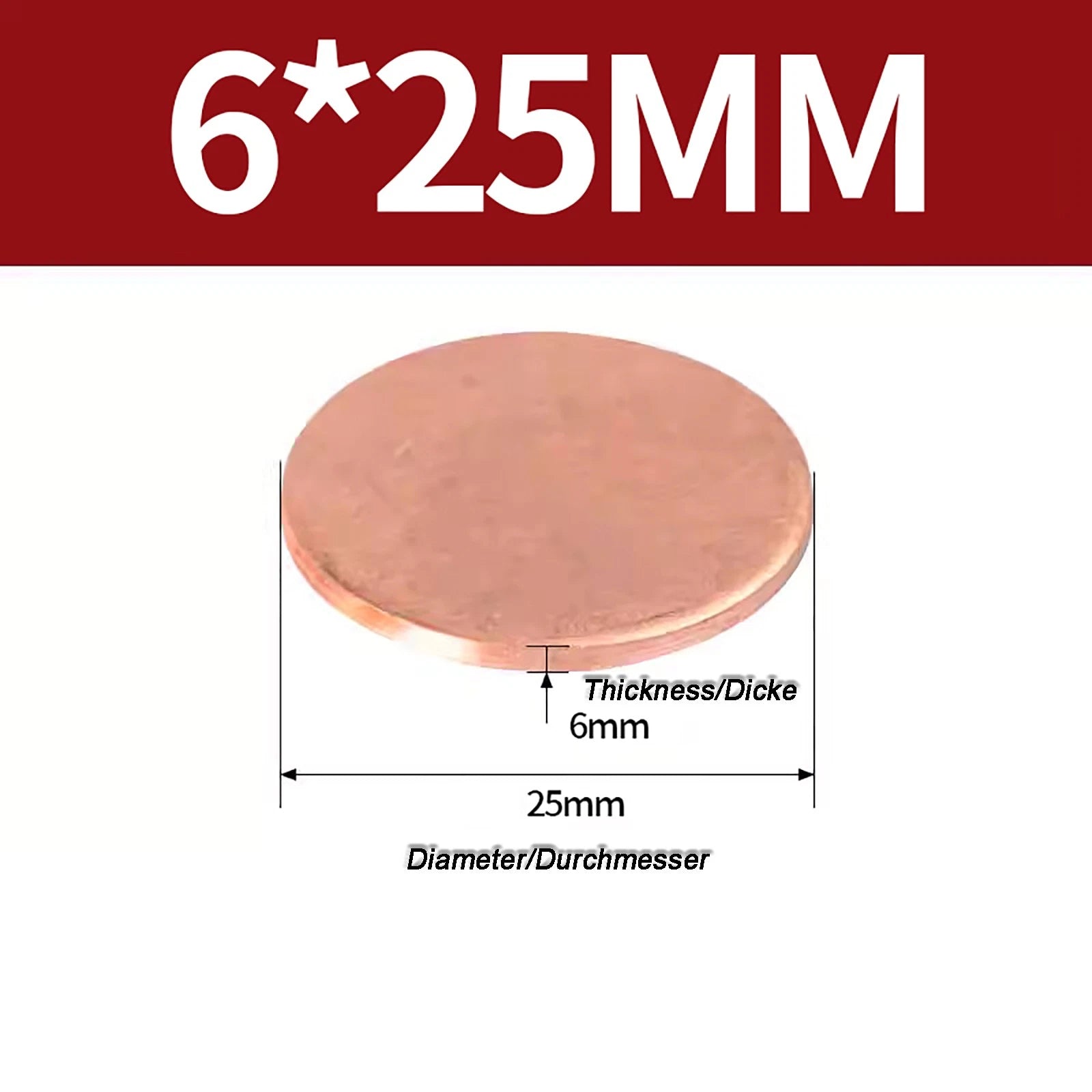 Solid Pure Copper Discs Blanks Round Plate Metal Sheet Thick 0.3~6mm Ø10mm~150mm