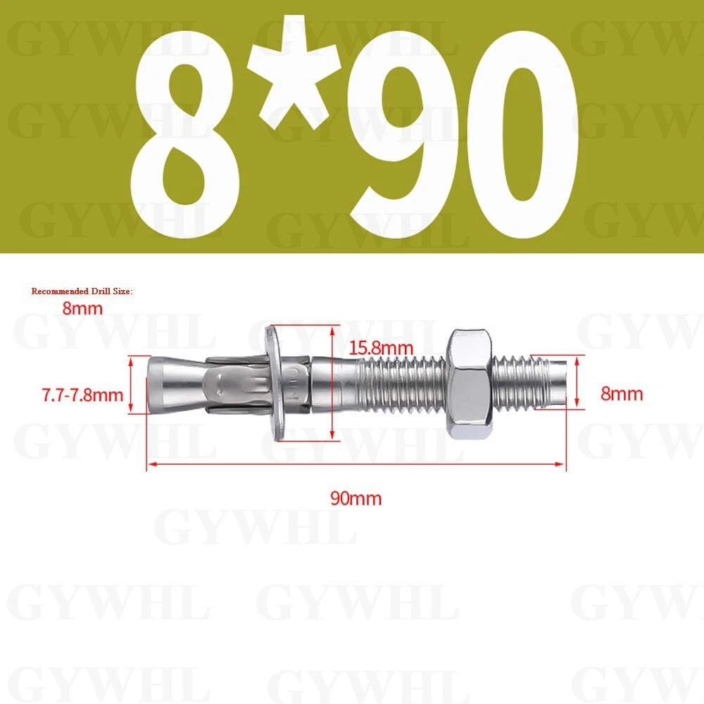 Hex Head Expansion Anchor Bolts — M6 to M20, Stainless Steel A2 & Zinc Plated, Extra Long