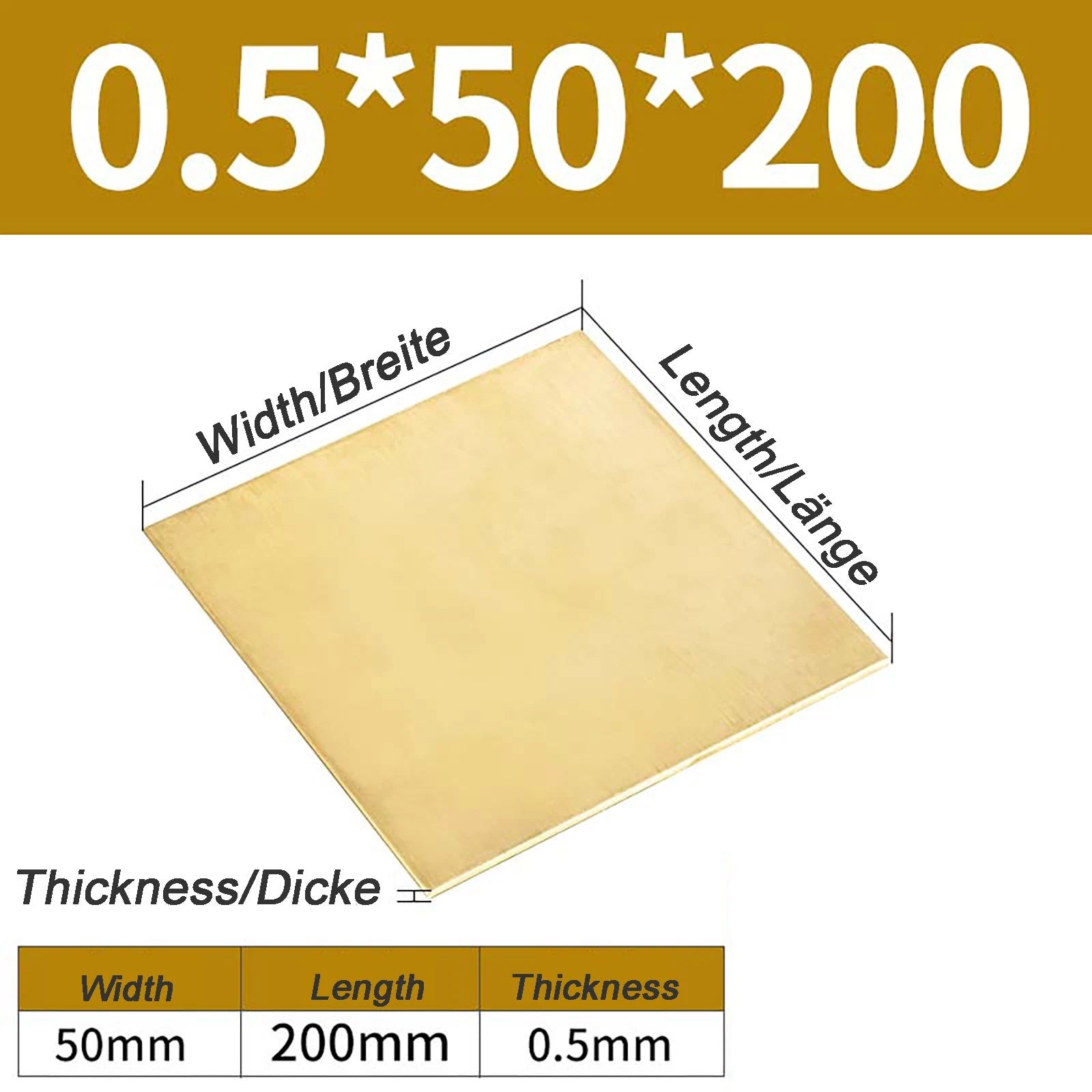 Natural Brass Sheet Metal guillotine cut - 0.3mm - 3.0mm - Multiple Sizes